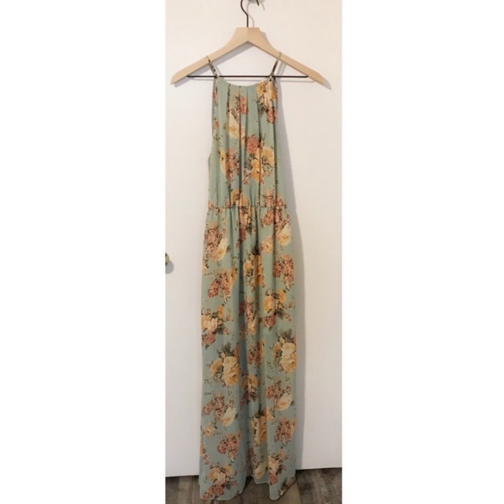 Maxi Dress Floral Light Green
